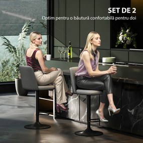 HOMCOM Set 2 Scaune de Bar Pivotante cu Înălțime Reglabilă Gri Închis | Aosom Romania