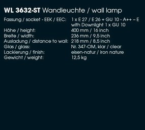 Aplica iluminat exterior din fier forjat, WL 3632-ST