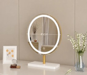 Set ROYAL GREY WF608 – Masă de Toaletă pentru Machiaj, Oglindă iluminată LED, Control touch, Trei tipuri culoare, Taburet, 100 cm, Gri