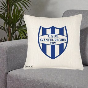 Perna Personalizata CSM Avantul Reghin 1949, 40x40 cm, Crem Reliefat, Husa Detasabila, Perna Inclusa, BEKZ®