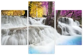 Tablou cu Erawan cascadă în pădure (90x60 cm)