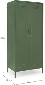 Dulap verde închis din metal cu încuietoare 80x185x50 cm Cambridge – Yes Everyday