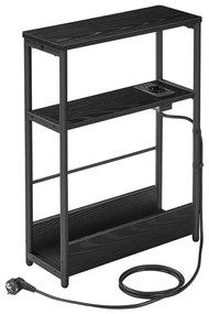 Masă laterală ROD, neagră, cu priză încorporată și porturi USB