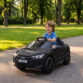 AIYAPLAY Mașină Electrică pentru Copii 12V Audi A5L cu Telecomandă, Baterie cu Litiu, 2 Motoare, Telecomandă, Negru | Aosom Romania