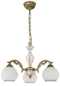 Candelabru cu 3 brate clasic design italian din alama, sticla si lemn 8605 RA-L. 8605/3