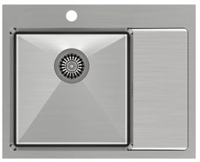 Chiuveta inox incastrata Quadron Unique Russel 116 inox periat 62x48 cm stanga