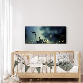 Tablou - Libelula în noaptea strălucitoare (120x50 cm)