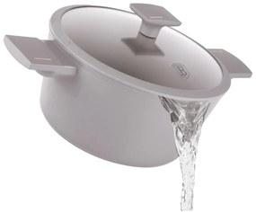 Oală cu capac 24 cm, 4.1L – Berlinger Haus Taupe Collection BH 8101, antiaderentă, pentru gătit zilnic sănătos, design modern