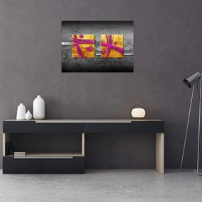 Tablou - Pătratr colorate pe fond negru (70x50 cm)