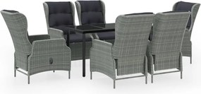 vidaXL Set de mobilier pentru grădină, 7 piese, gri deschis