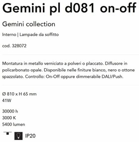 Plafoniera LED XL design circular GEMINI pl d081 on-off alama