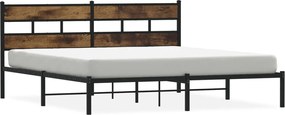 vidaXL Cadru pat metalic fără saltea, stejar fumuriu, 180x200 cm