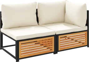 vidaXL Canapea de grădină cu perne, 2 locuri, lemn masiv de acacia