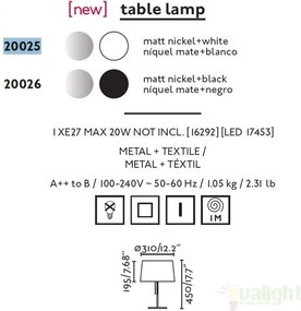 Veioza / Lampa de masa moderna alba, VOLTA 20025