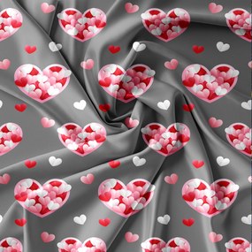 Lenjerie de pat din microfibra gri, PINK HEARTS