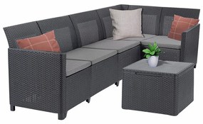 Canapea de colț Claire VIII cu 5 locuri și masă cu perne, grafit