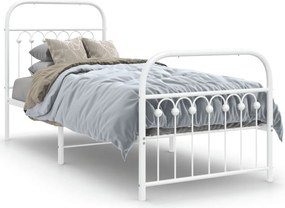 vidaXL Cadru de pat metalic cu tăblie de cap/picioare, alb, 80x200 cm