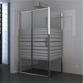 Cabina de dus dreptunghiulara Inter Ceramic cu usa glisanta 140x100 cm crom lucios-alb - transparent cu linii