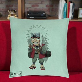 Perna Personalizata Naruto Jiraiya Sensei Chibi, 40x40 cm, Verde Menta, Husa Detasabila, Perna Inclusa, BEKZ®