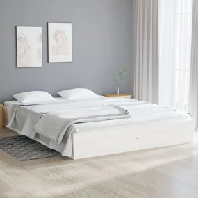 Cadru de pat mic dublu 4ft, alb, 120x190 cm, lemn masiv