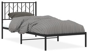 374429 vidaXL Cadru de pat metalic cu tăblie, negru, 90x190 cm