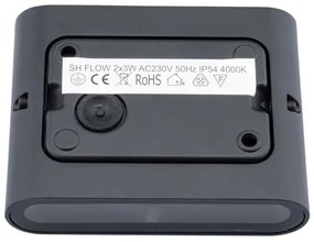 Aplică perete exterior LED FLOW 2xLED/3W/230V IP54 negru