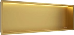 Raft incastrat dreptunghiular Balneo Wall-Box One LED cu rama 90x30x10 cm auriu lucios