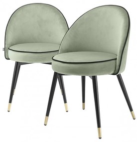 Set de 2 scaune design elegant LUX Cooper, catifea verde 114305 HZ