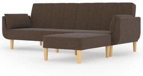 3081777 vidaXL Canapea extensibilă cu 2 locuri,taburet&2 perne,textil,maro