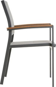 Set de scaune de grădină metalice stivuibile, antracit, 2 bu