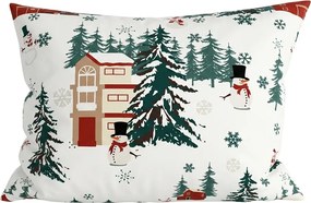 Față de pernă din polibumbac SNOWY HOUSES POLY 50x70 cm, alb