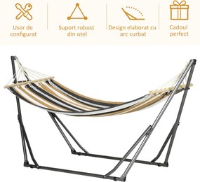Outsunny Supporto con Amaca Autoportante Pieghevole in Cotone e Acciaio | Aosom Romania