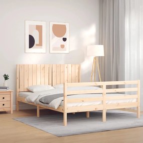 3194776 vidaXL Cadru de pat cu tăblie, 160x200 cm, lemn masiv