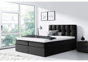 Pat matrimonial Boxspring Maddox (180x200) (piele ecologică Soft 011 (Negru)). 1058938