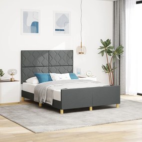 vidaXL Cadru de pat, gri închis, 140x190 cm, textil