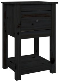 821737 vidaXL Noptieră, negru, 40x35x61,5 cm, lemn masiv de pin