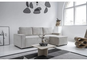 Colțar alb extensibil cu tapițerie din catifea reiată (cu colț variabil) Brave Dave – Miuform