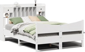 vidaXL Cadru de pat fără saltea, alb, 150x200 cm, lemn masiv pin