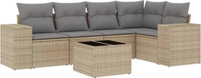 vidaXL Set canapele de grădină cu perne, 6 piese, bej, poliratan