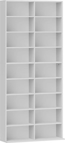 HOMCOM Raft pentru DVD-uri, Raft de depozitare CD, 14 rafturi reglabile, 18 compartimente, 175 cm, Raft Blu-ray, Placă de lemn, Alb | Aosom Romania