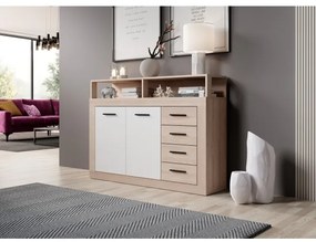 Comodă RUNA, stejar Sonoma/alb