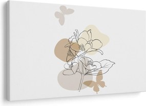 Tablou - Flori bej cu fluture N⁰1 (90x60 cm)