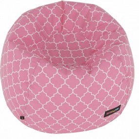 Fotoliu puf GOMBY, roz/alb, material textil, 60x50x60 cm