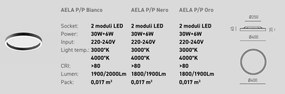 Plafoniera LED design slim AELA 40cm, auriu, alb sau negru