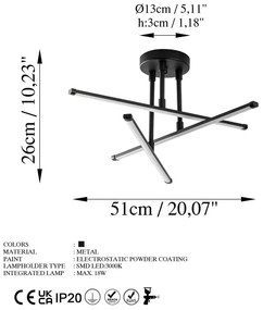 Plafonieră neagră LED 26x51 cm Ledflower – Opviq lights