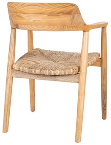 Scaun de dining în culoare naturală cu cotiere din lemn masiv Getafe – House Nordic