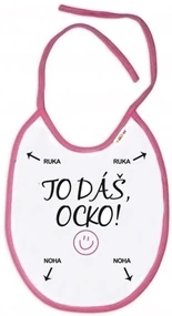Bavetă impermeabilă Baby Nellys ÎI VEI DĂ, TATICULE! roz