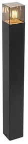 Lampă de exterior cu picior neagră 70 cm IP44 cu sticlă fumuriu - Danemarca