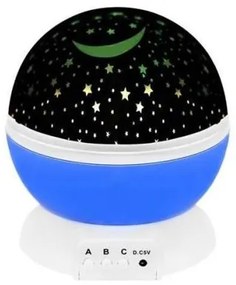 Lampa de noptiera cu proiector, pentru copii, cupola rotativa, albastru, incarcare USB/4xAAA, 12.7x13.5 cm, Isotrade