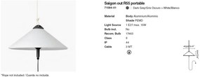 Lampa portabila iluminat exterior decorativ SAIGON cone R55 gri/alb